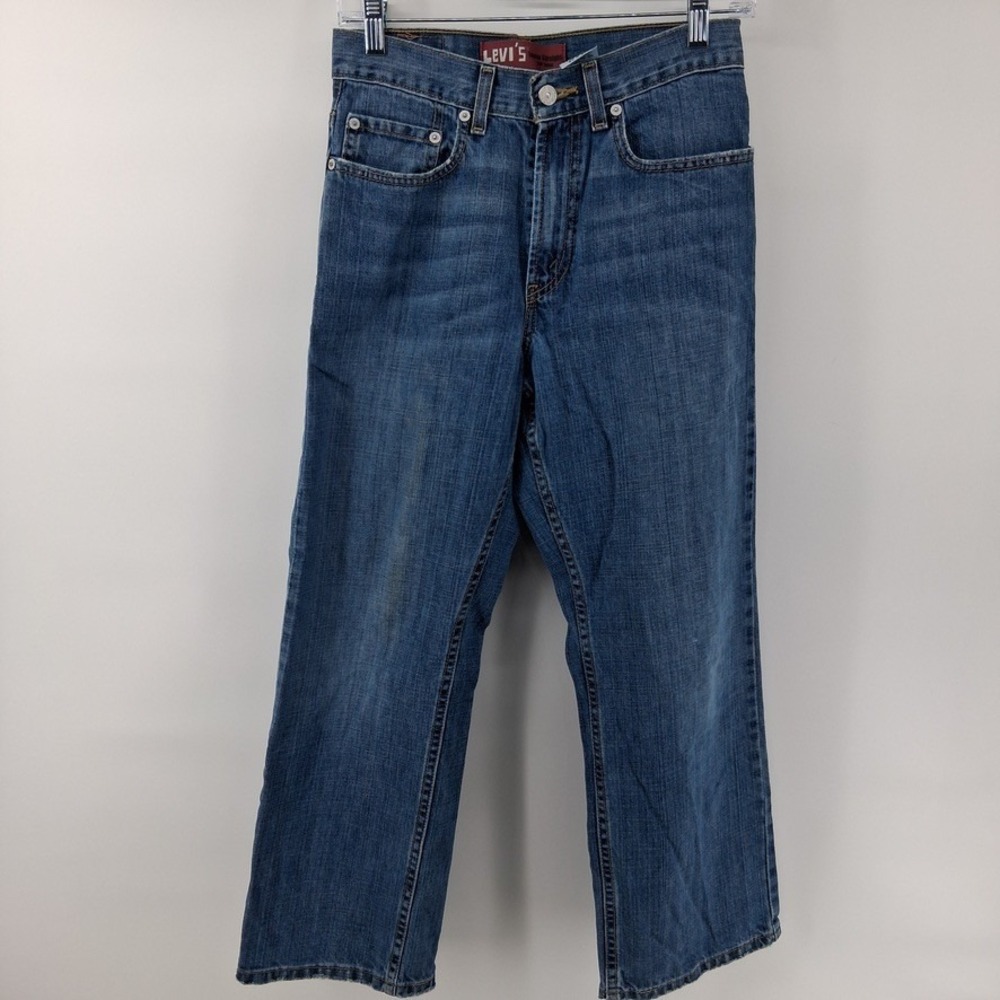 Levi's 569 Jeans Boys 27x25 Medium Wash Blue Loose Straight Five Pocket Solid